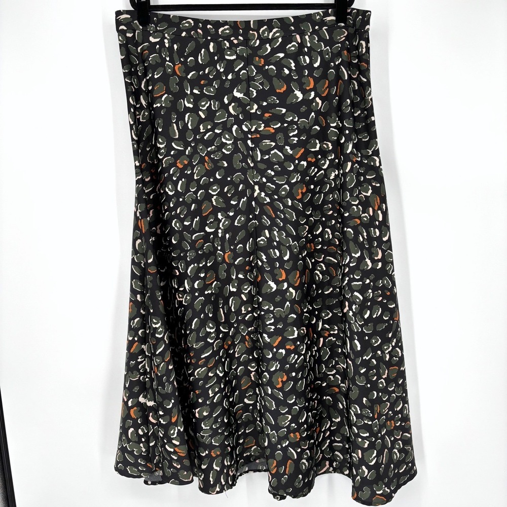 ELOQUII Leopard Midi Skirt Sz 16 Black Green Satin Animal Print Bold Edgy